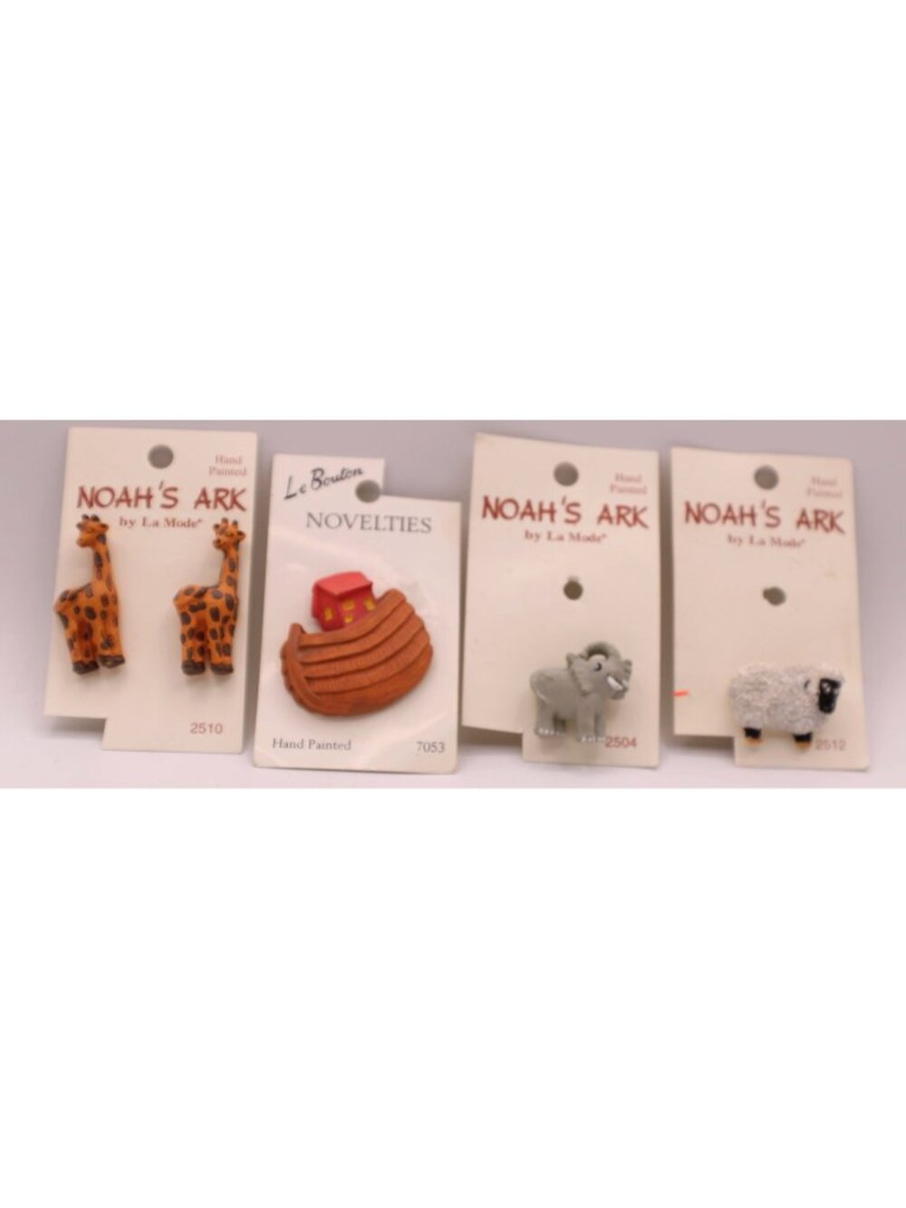 Vintage Noah's Ark La Mode Le Bouton Buttons Lot Giraffes Elephant Sheep Boat